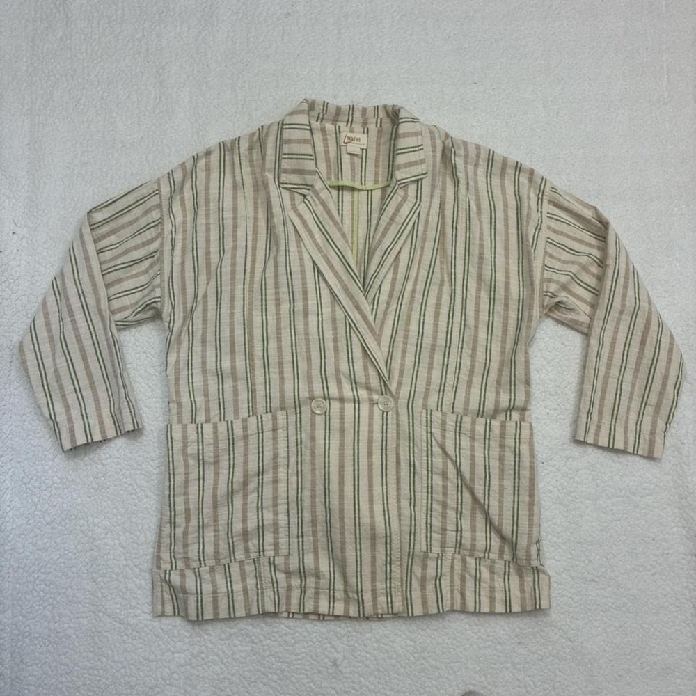 Maeve by Anthropologie Striped Jacket – Cotton Blend Boho Blazer with Pockets